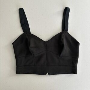 Faith‎ Connexion Top Medium Black Zip Front Crop Bralette Bustier Edgy Festival